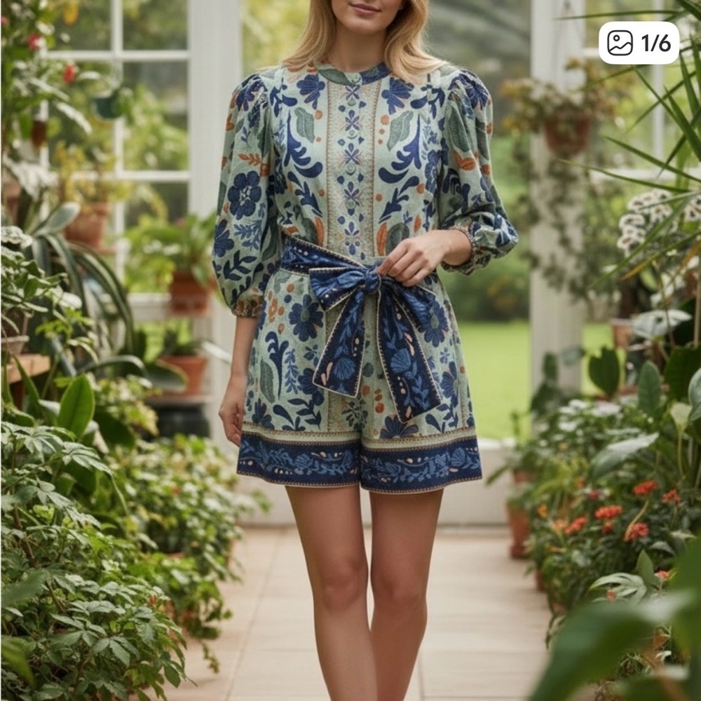 NWT Farm Rio Ocean Tapestry Romper size XS